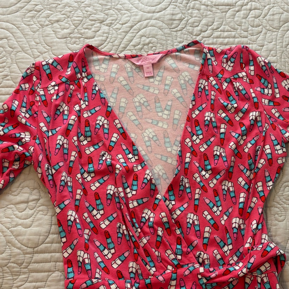 Lilly Pulitzer Lipstick Print Wrap Dress - Picture 3 of 4